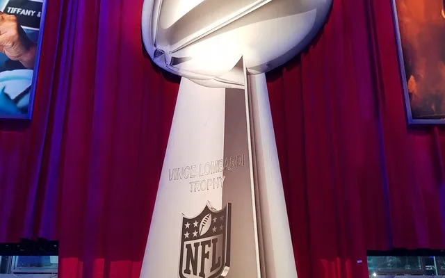 The Vince Lombardi Trophy at the Super Bowl Experience.