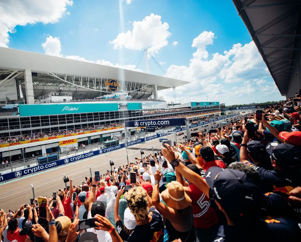 The grandstands at the Miami Grand Prix.