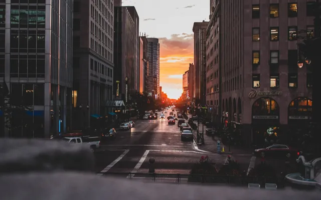 Indianapolis at sunset.