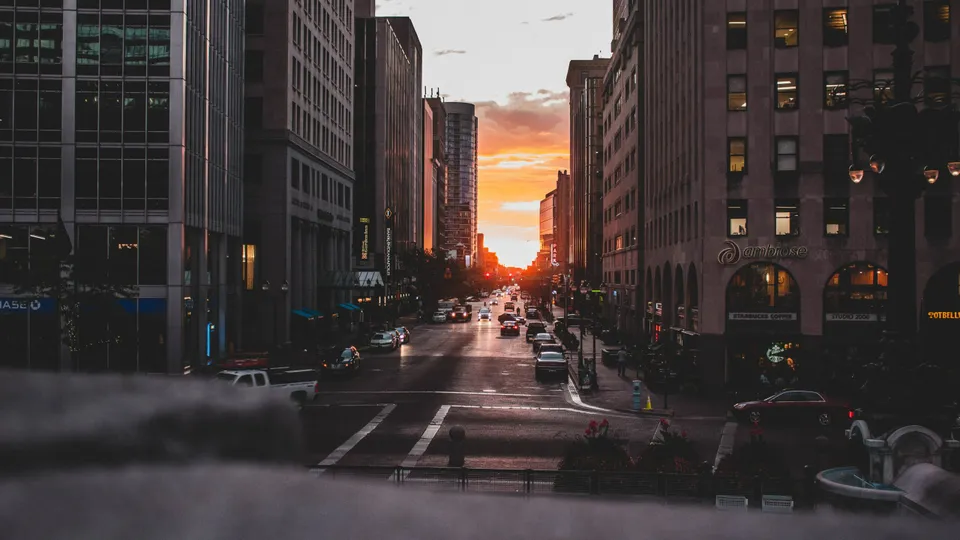 Indianapolis at sunset.