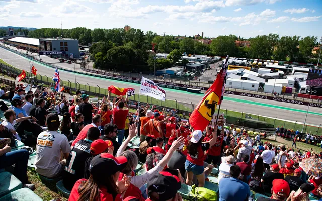 The Tifosi in the grandstand at Monza.