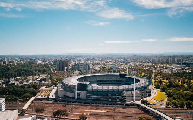 The Melbourne sporting precinct from the air.