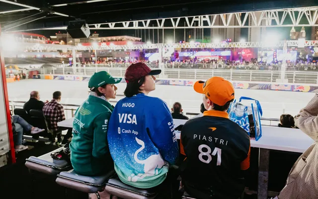 Fans in the grandstand at the Las Vegas Grand Prix.