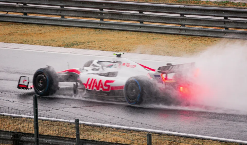 A Formula 1 car on track.