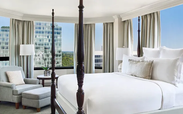 A four-poster suite over the Buckhead treetops, Atlanta.