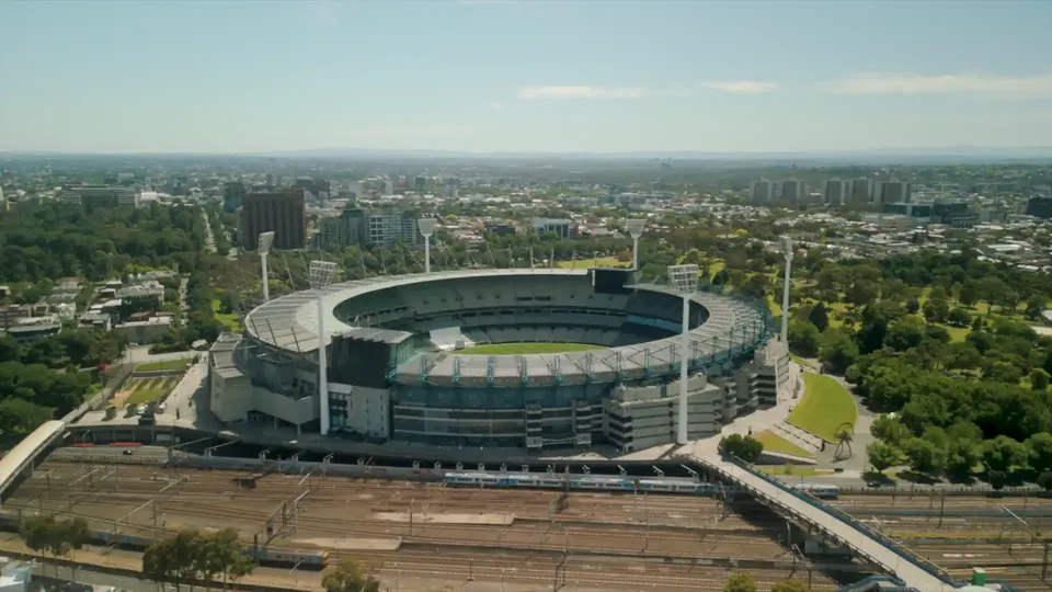The MCG under lights, from the Elite Sports Travel cricket film.