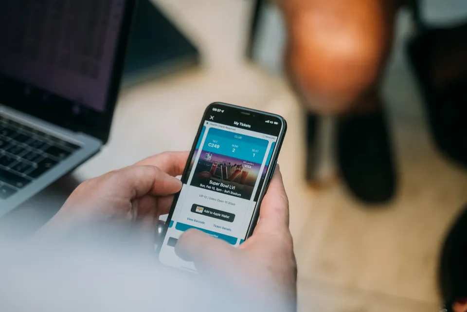 Digital Super Bowl tickets in the NFL app on a guest’s phone
