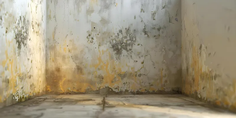 Black mould in the corner of a council property bedroom