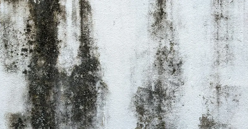 Damp and mould in the corner of a bedroom