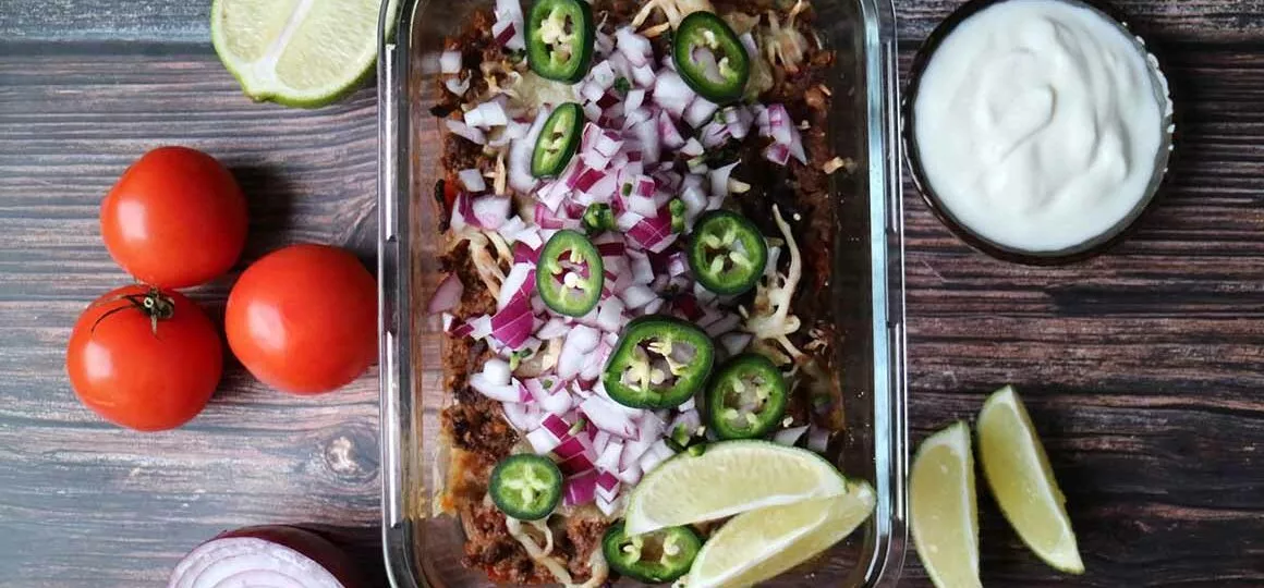 LCHF tacogratäng med crème fraiche