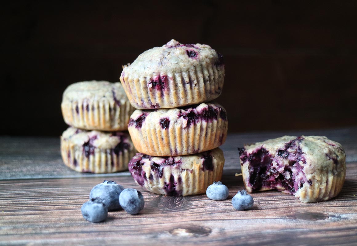 Grove og sunne blåbærmuffins