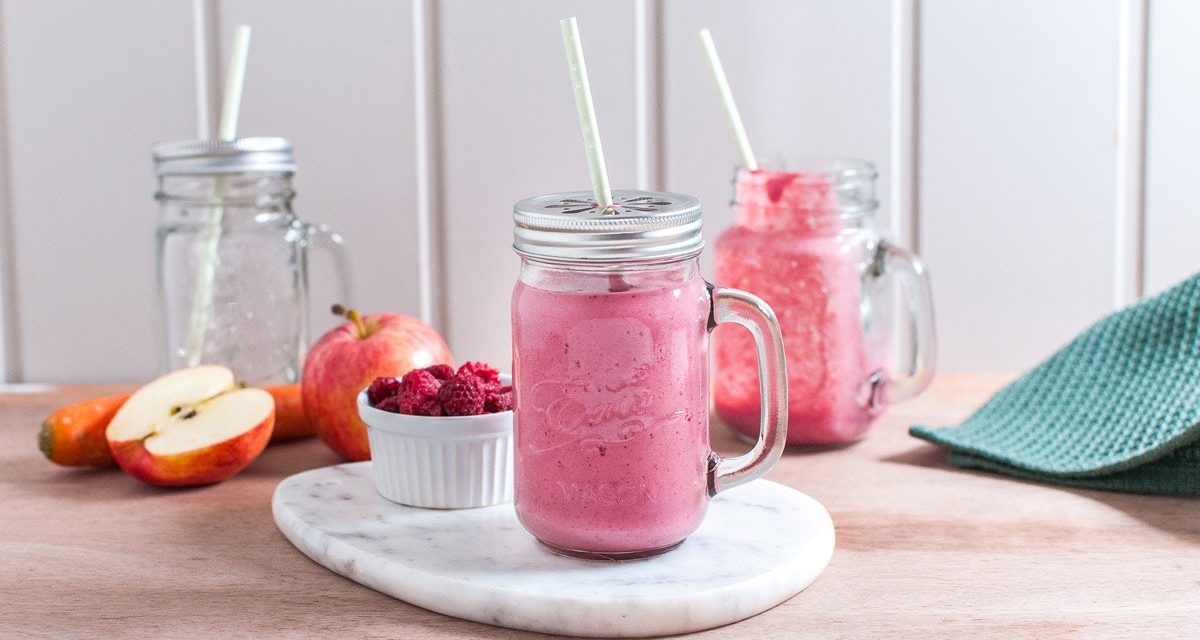 Hallon- och banansmoothie utan mjölk