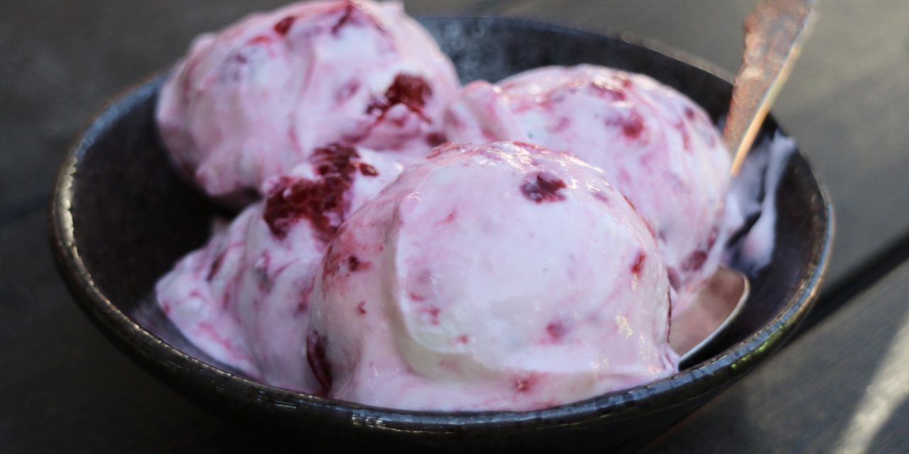 Lågkolhydratsyoghurt och hallonglass