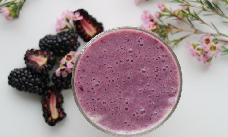 Nyttig smoothie: Kokos-banan med björnbär
