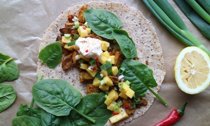 Nyttig vegetarisk middag: tacowrap