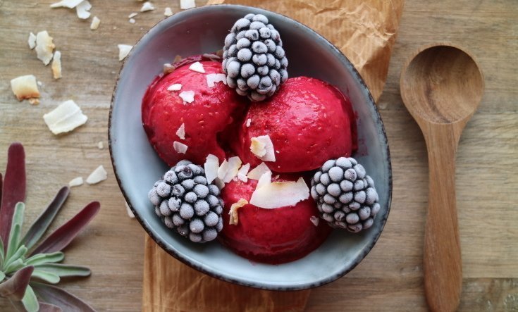 Lågkalori dessert - Nicecream med hallon