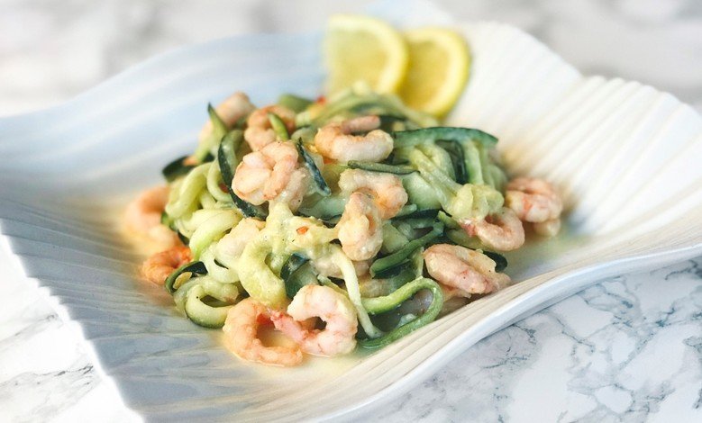 Nyttig middag: Räkor med squashspaghetti