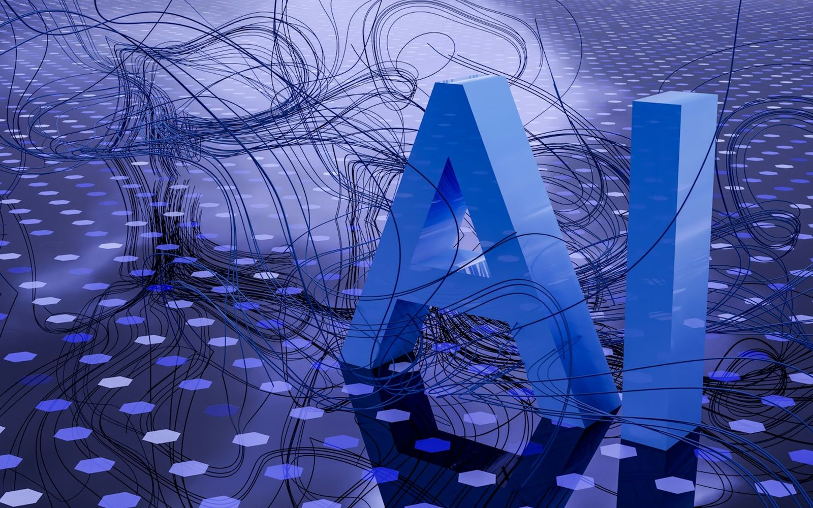 AI visualization showing neural networks and code