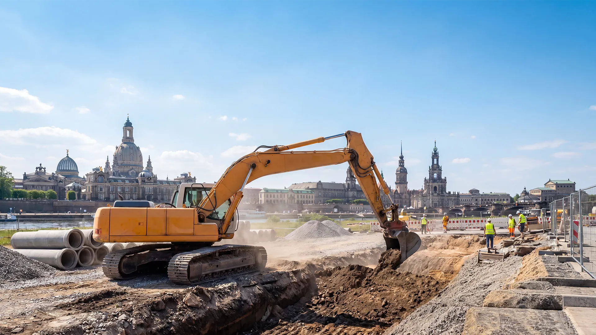 Tiefbau-Baustelle in Dresden