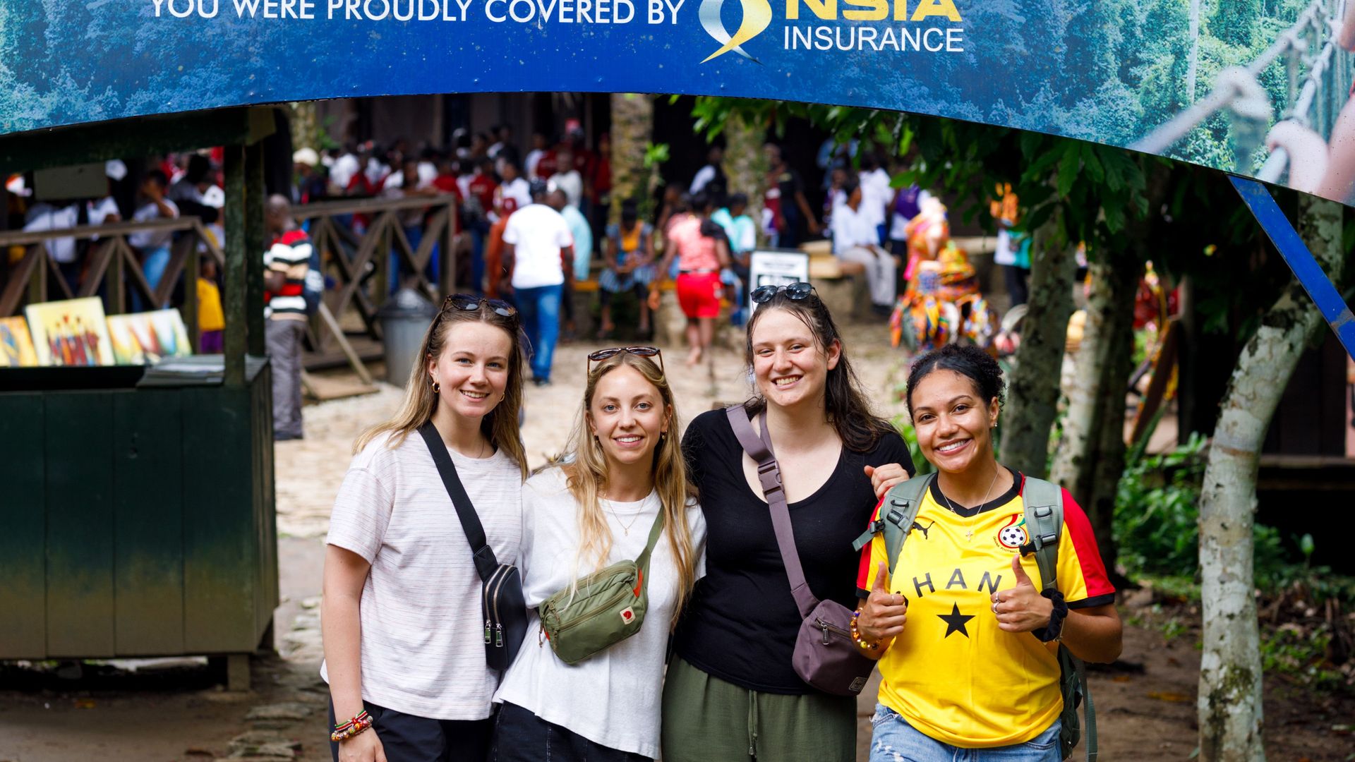 Guests at the entrance to the Kakum canopy walkway
