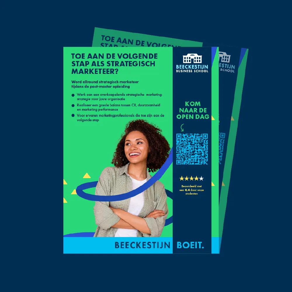Flyer van Beeckestijn over de volgende stap zetten als strategisch marketeer