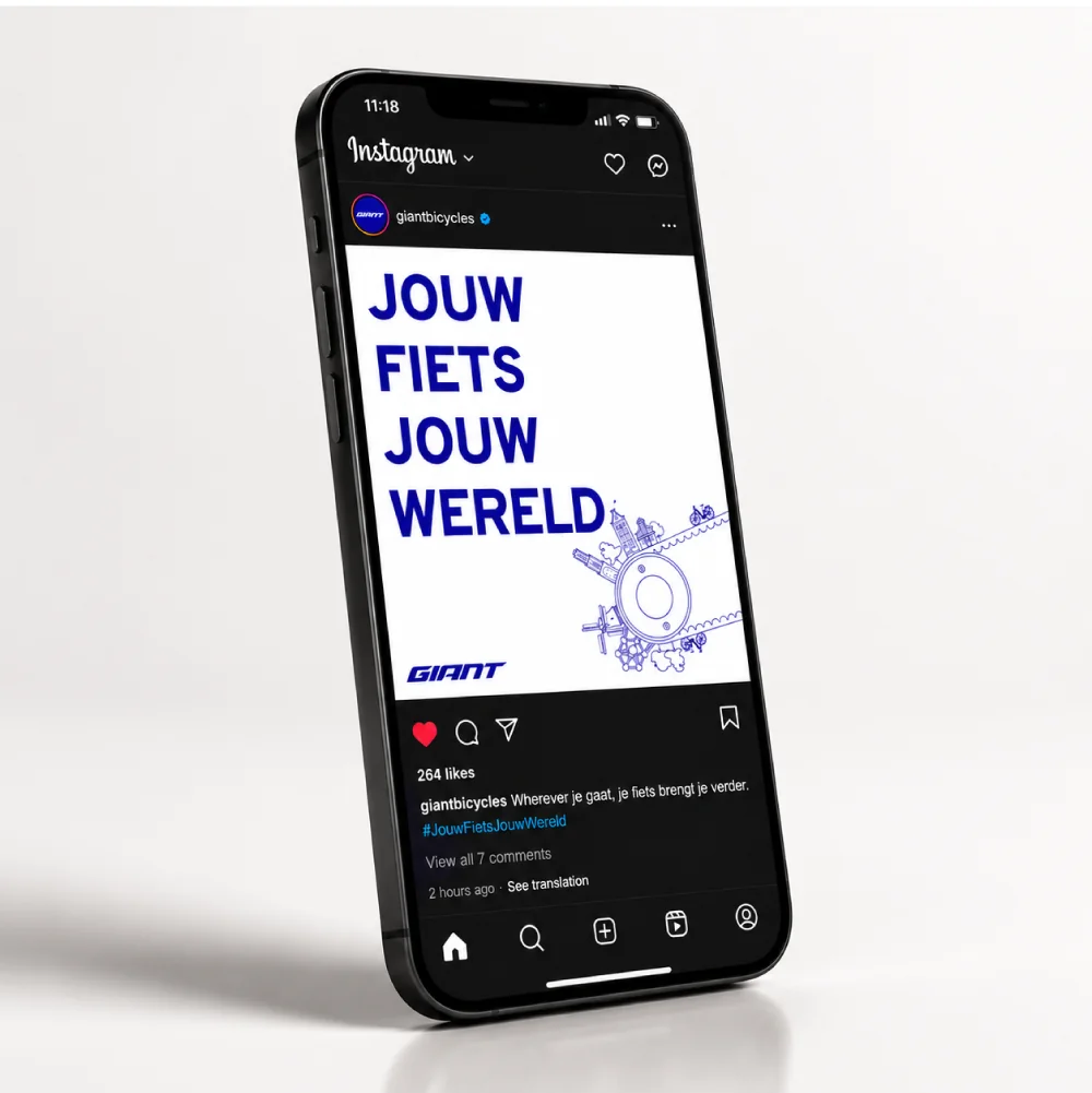 Instagram-post voor Giant met de campagne Jouw fiets, jouw wereld