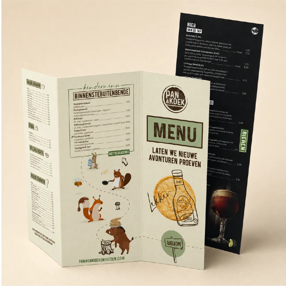 Ontworpen menukaart voor De Pannenkoekenhuizen