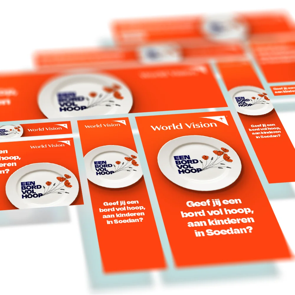Flyers voor de campagne Een bord vol hoop van World Vision