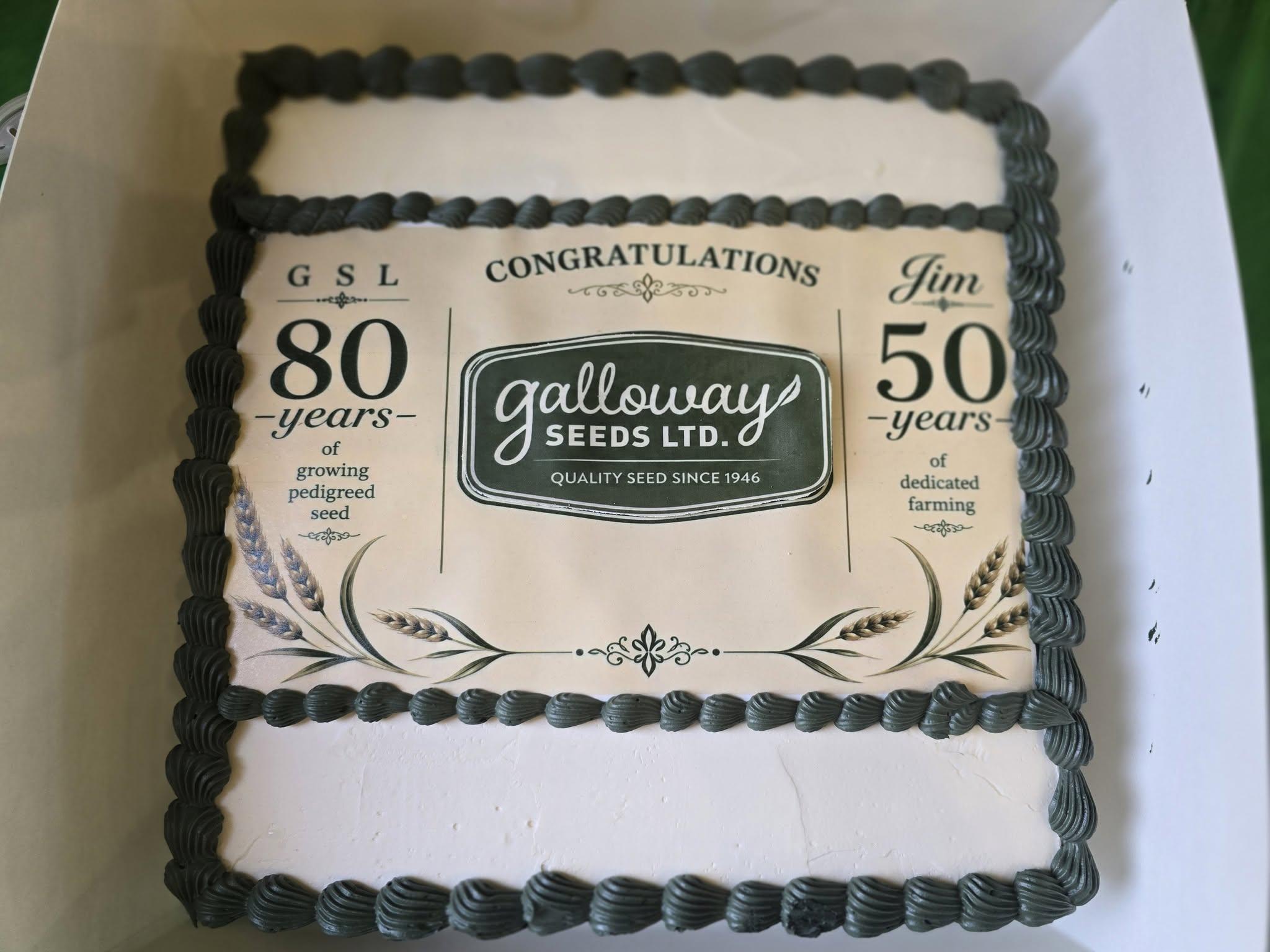The anniversary cake — eighty years of pedigreed seed, fifty years of farming