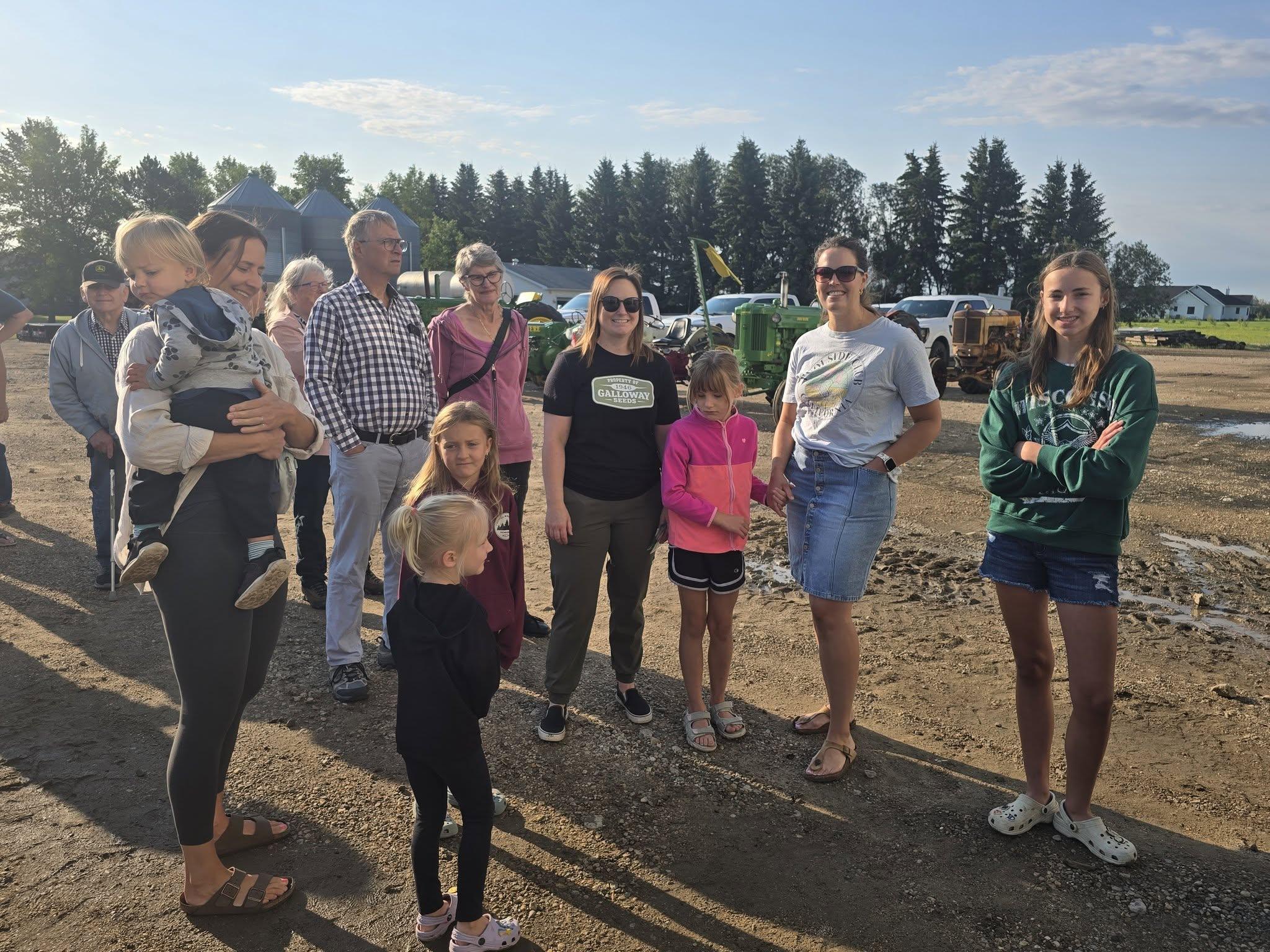Families gathered in the yard during the morning