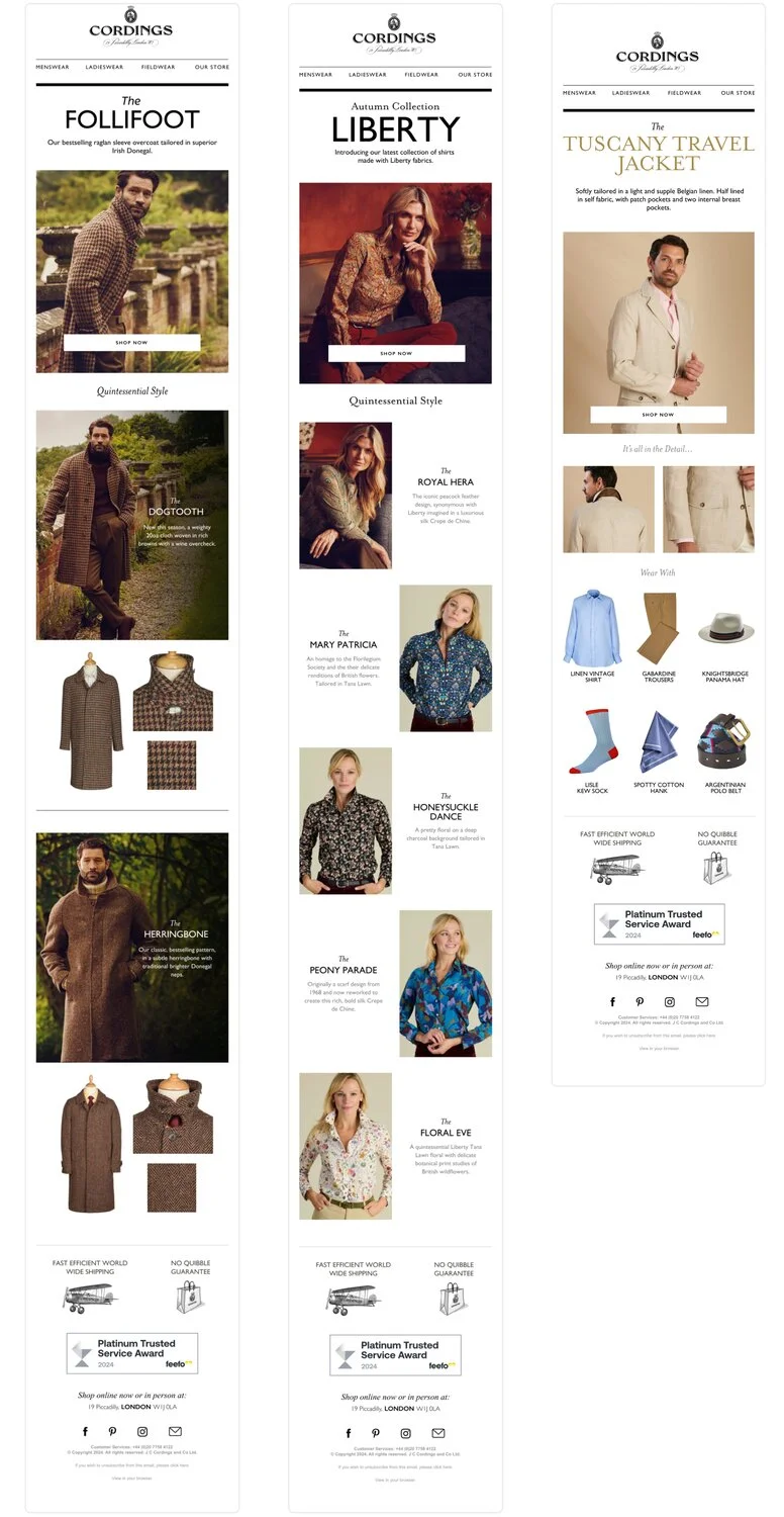 Cordings seasonal email campaigns