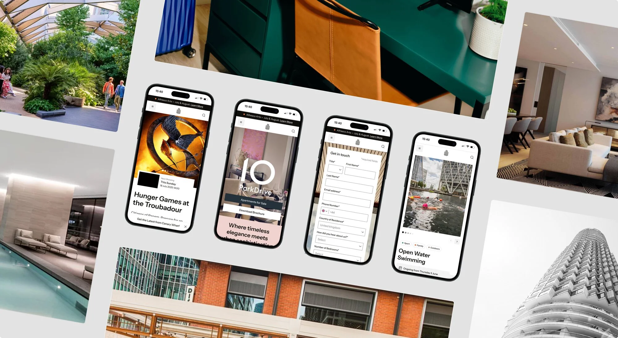 Canary Wharf Group digital experiences across mobile devices