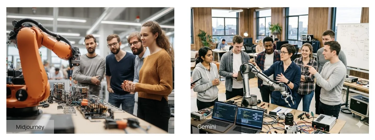 Side-by-side comparison of Midjourney vs Gemini