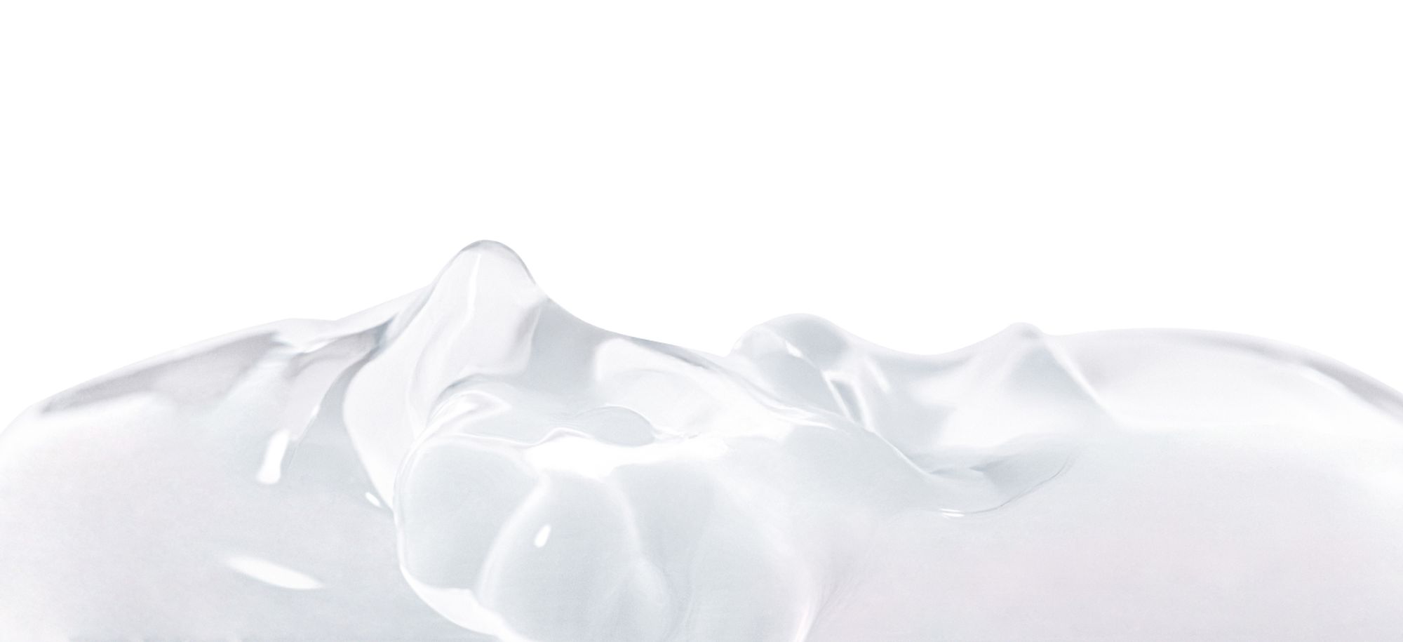 Makroaufnahme einer transparenten Gel-Textur, freigestellt auf weißem Hintergrund