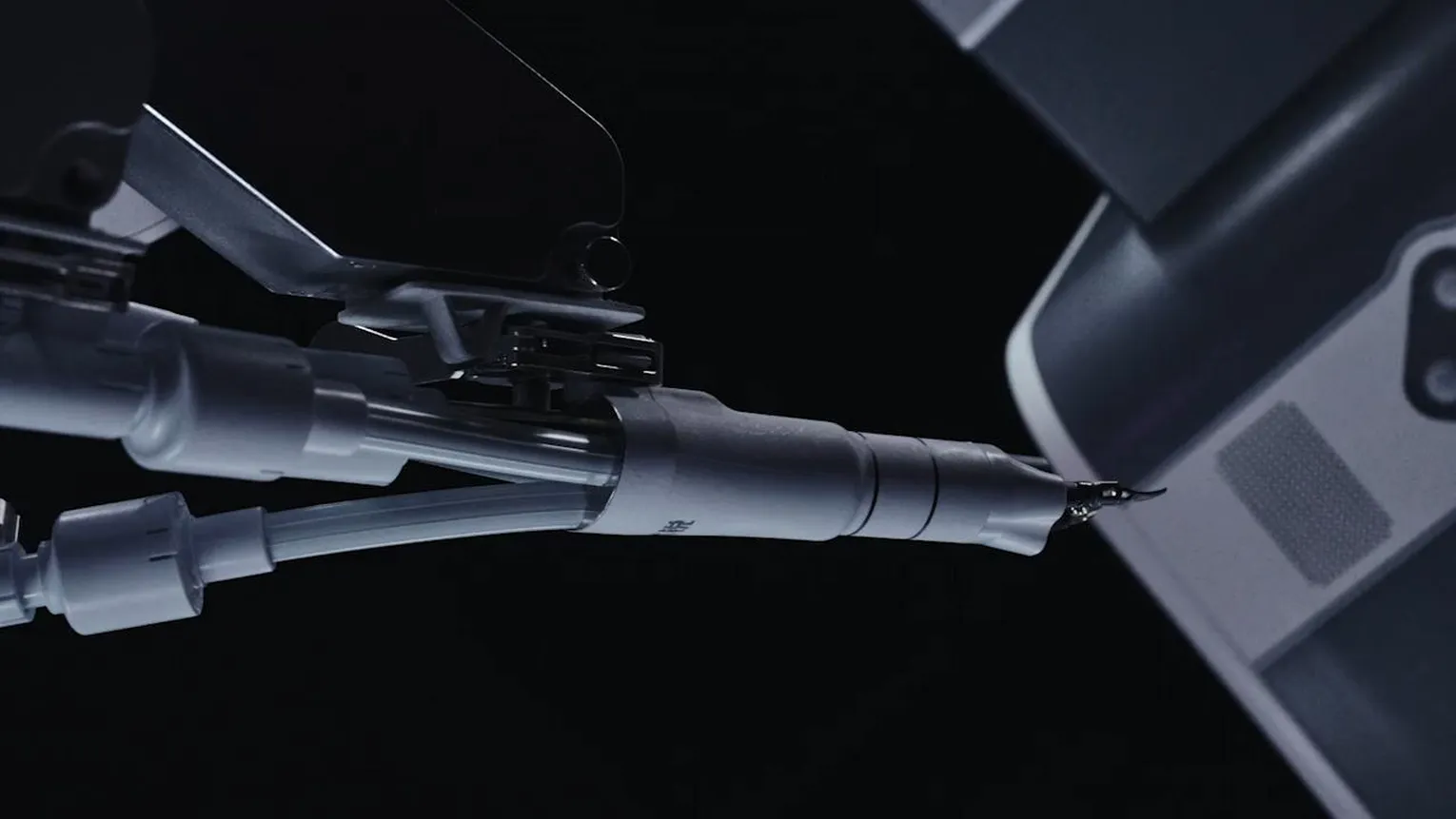 Continuum instruments and endoscope working together in close-up