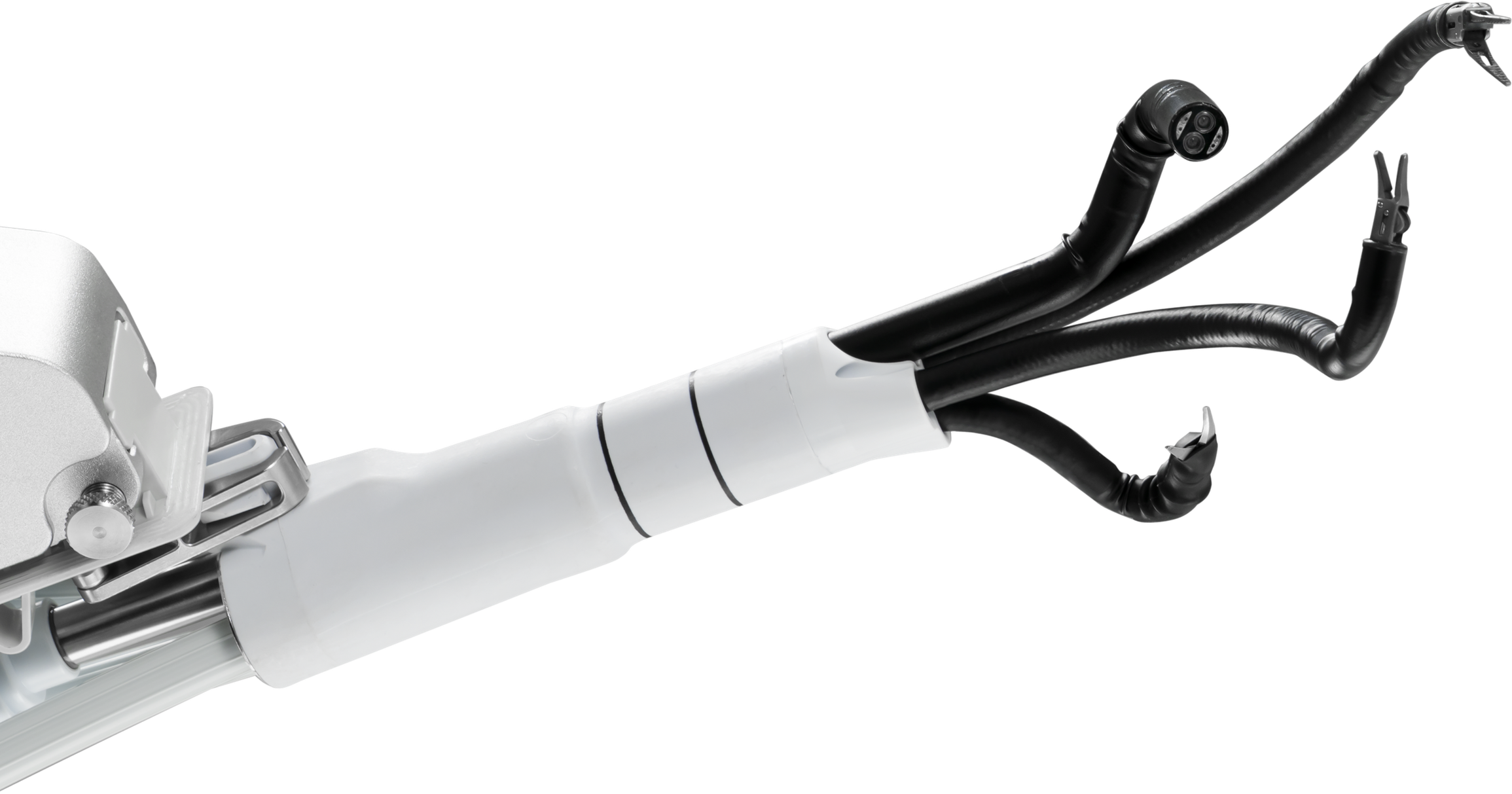 SHURUI instrument sheath with its flexible arms and endoscope deployed