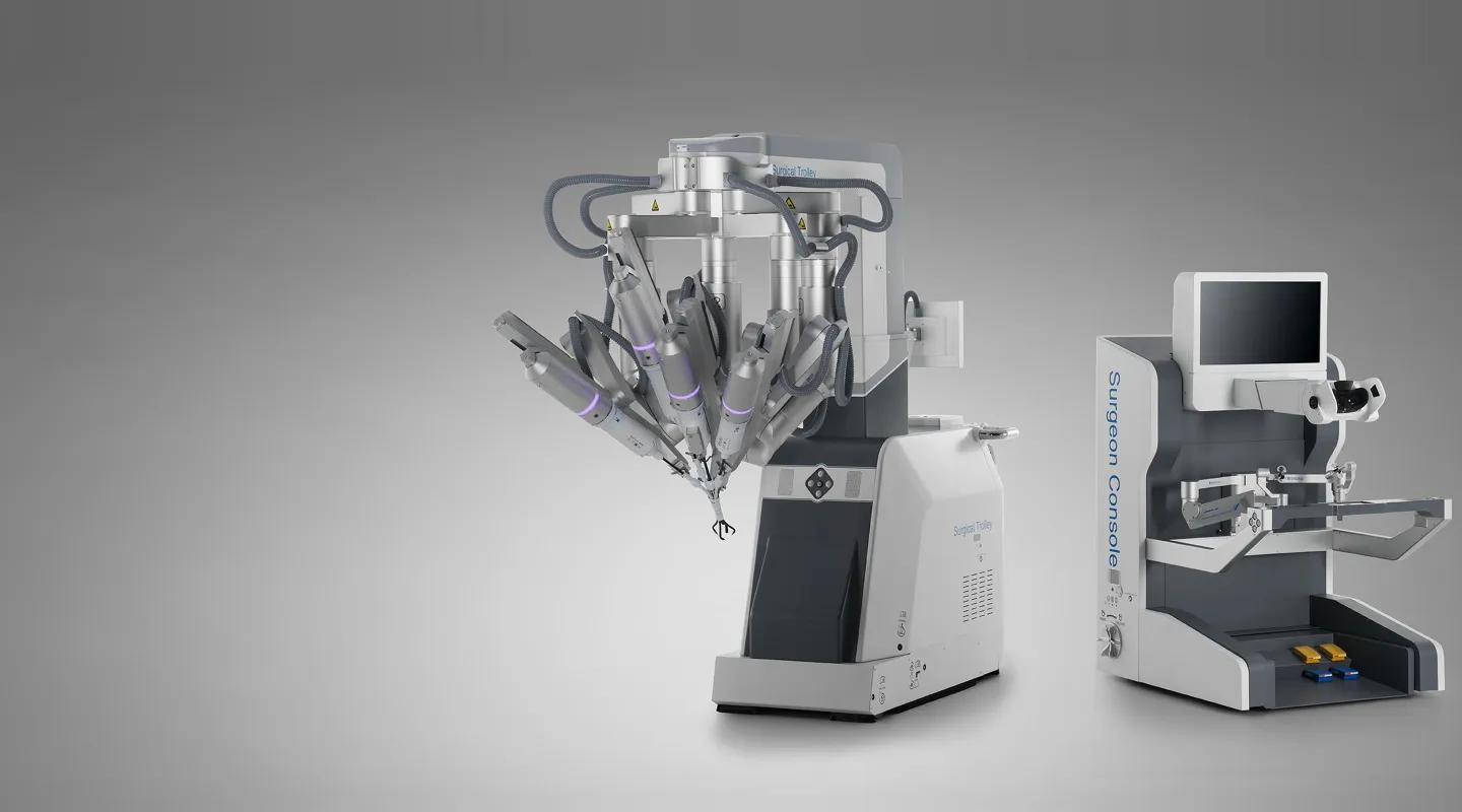 The SHURUI SP surgical trolley and surgeon console