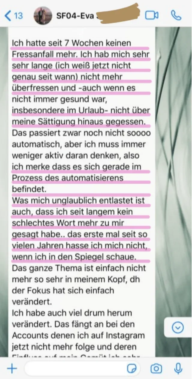 Nachricht einer Soulfood-Teilnehmerin an Jackie Freitag