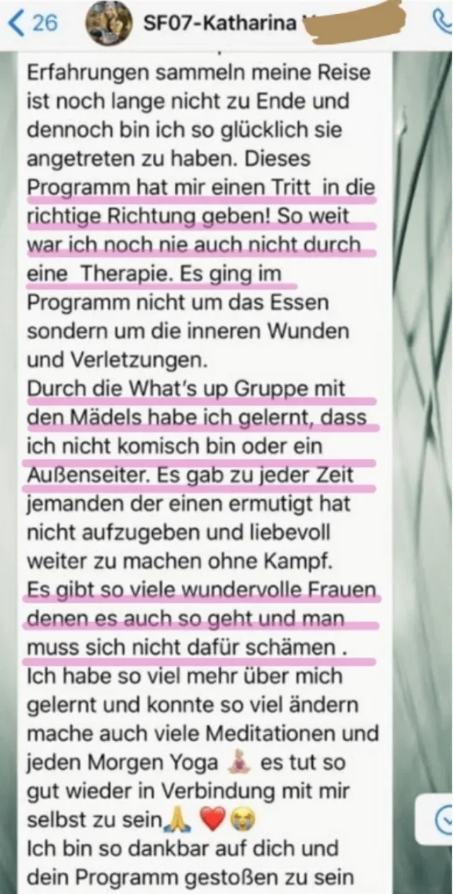 Nachricht einer Soulfood-Teilnehmerin an Jackie Freitag