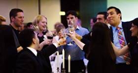 Alumni toasting to the night