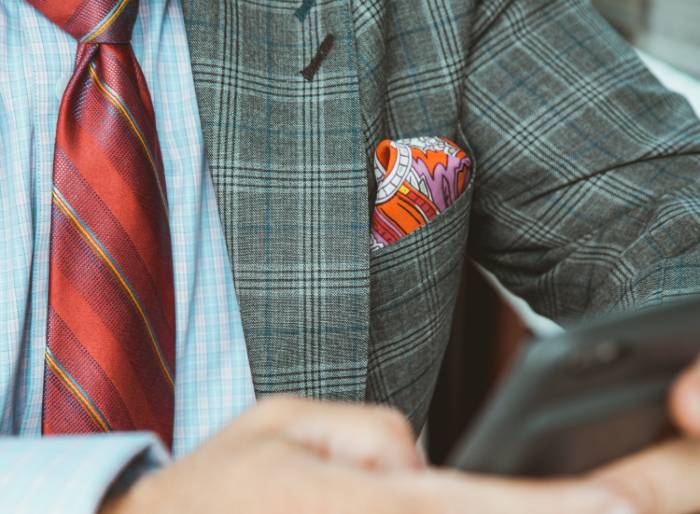 Business dress code in front of the screen