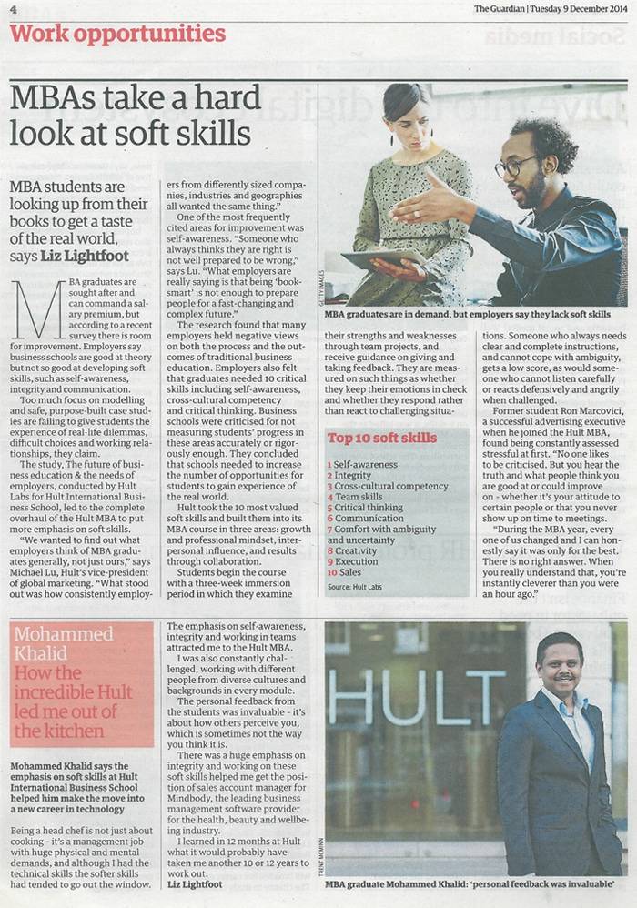 The Guardian talks about Hult's soft skills in the MBA program