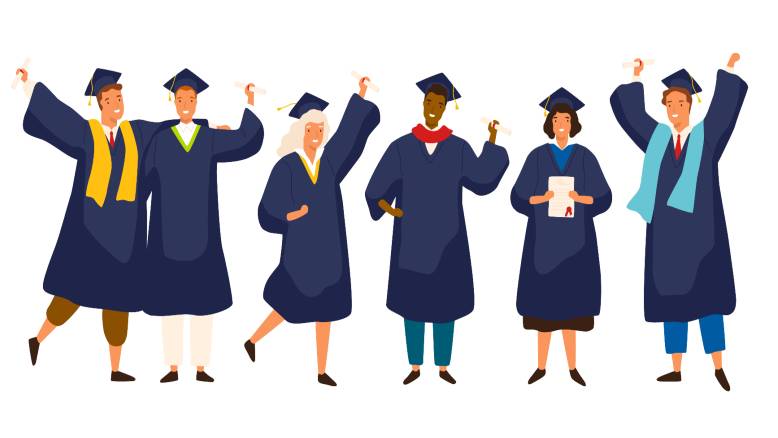 Graduate students celebrating