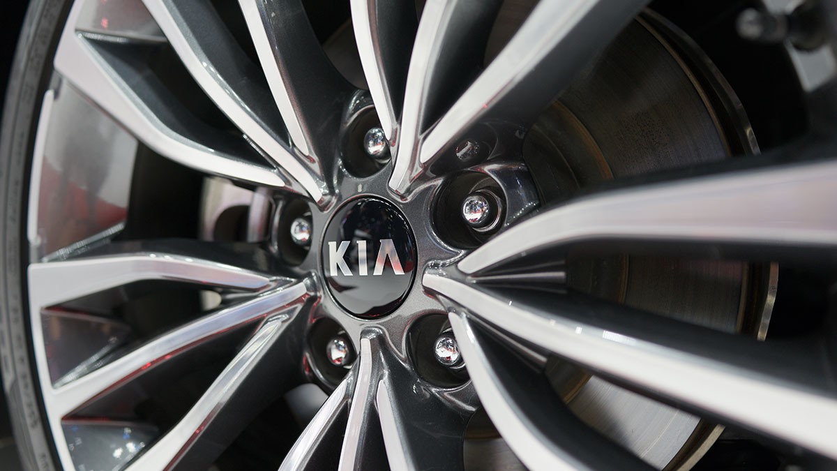 Close up of KIA wheel
