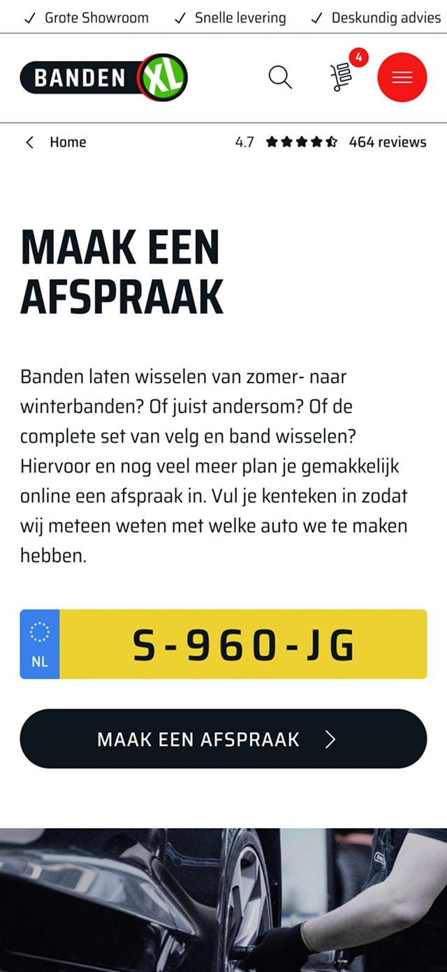 BandenXL Phone page