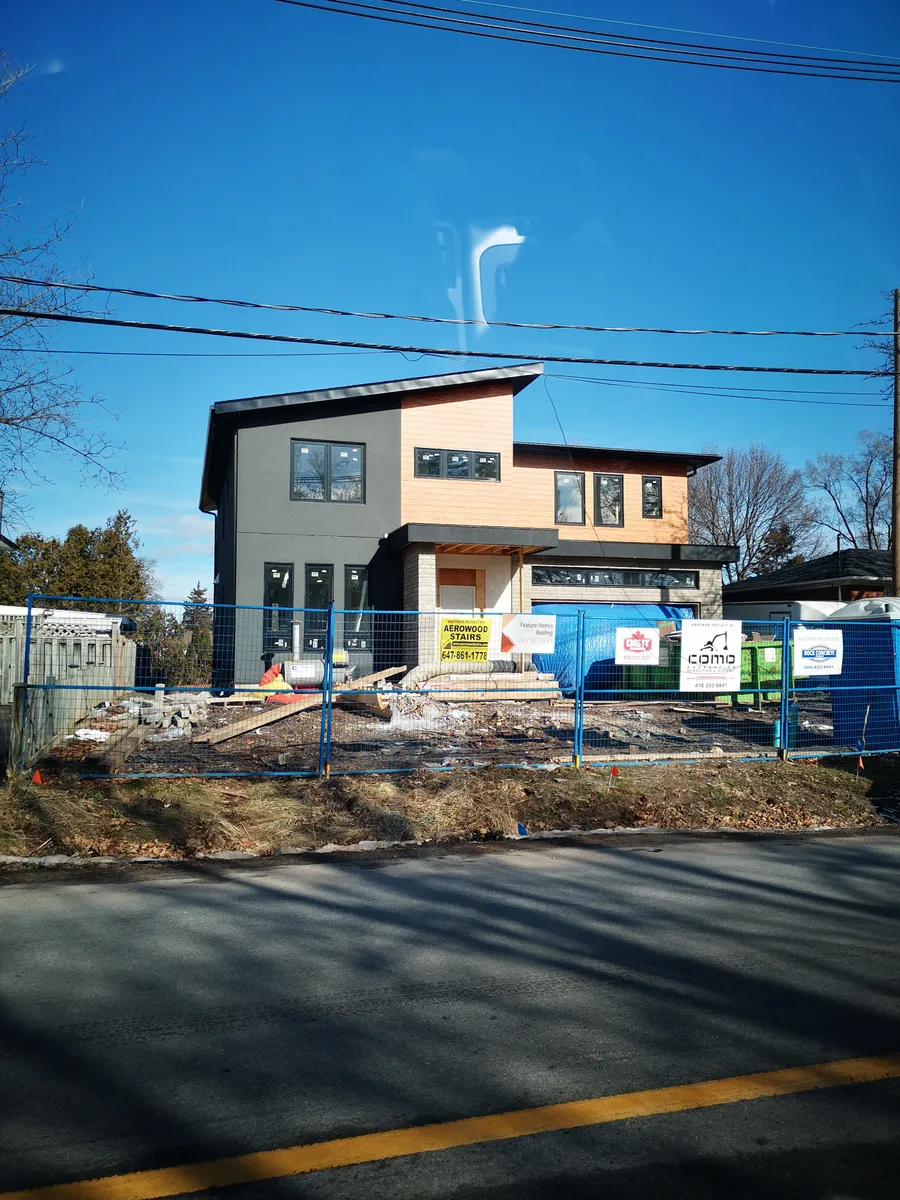 Modern custom-home structure under construction