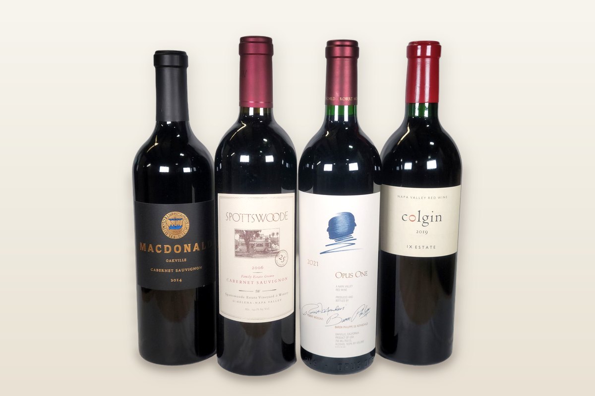 MacDonald Cabernet Sauvignon 2014, Spottswoode Estate 2006, Opus One 2021 and Colgin IX Estate 2019
