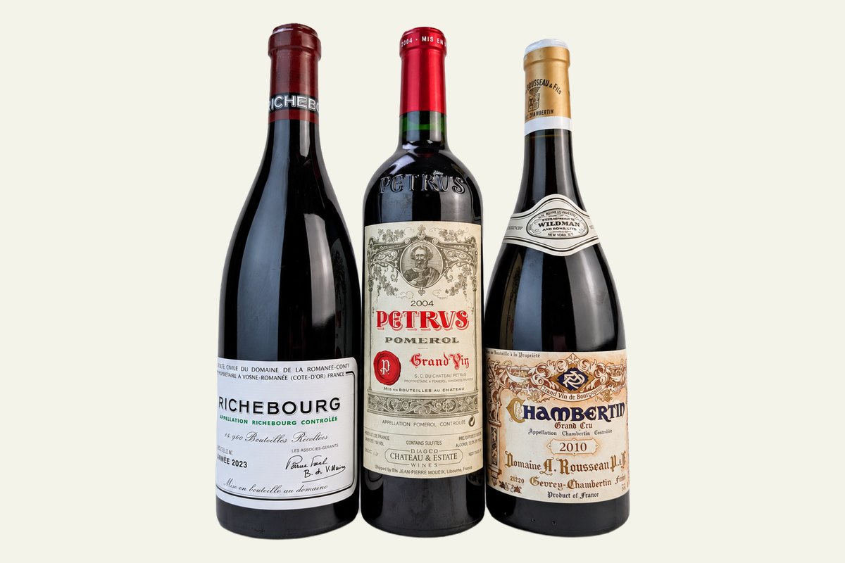 Domaine de la Romanée-Conti Richebourg 2023, Petrus 2004 and Armand Rousseau Chambertin 2010