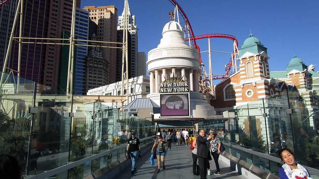 View from the pedestrian bridge between Excalibur and New York-New York at Tropicana Avenue, Las Vegas