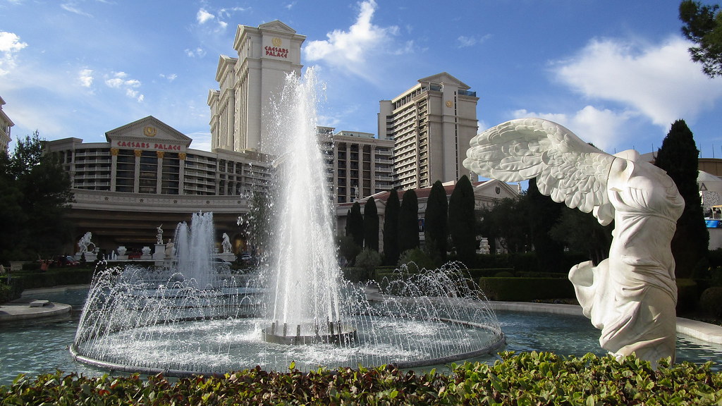 Caesars Palace frontage on the Las Vegas Strip, a long stretch to walk past